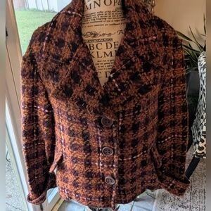 Chepe' Italy Modesto Wool Cotton Blend Orange Plaid Blazer - SZ S